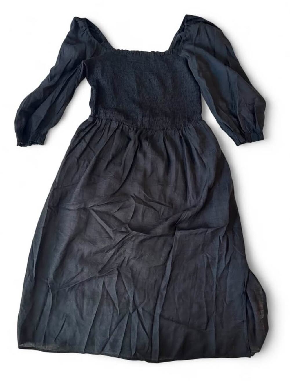 City Chic Black Smocked Midi Dress